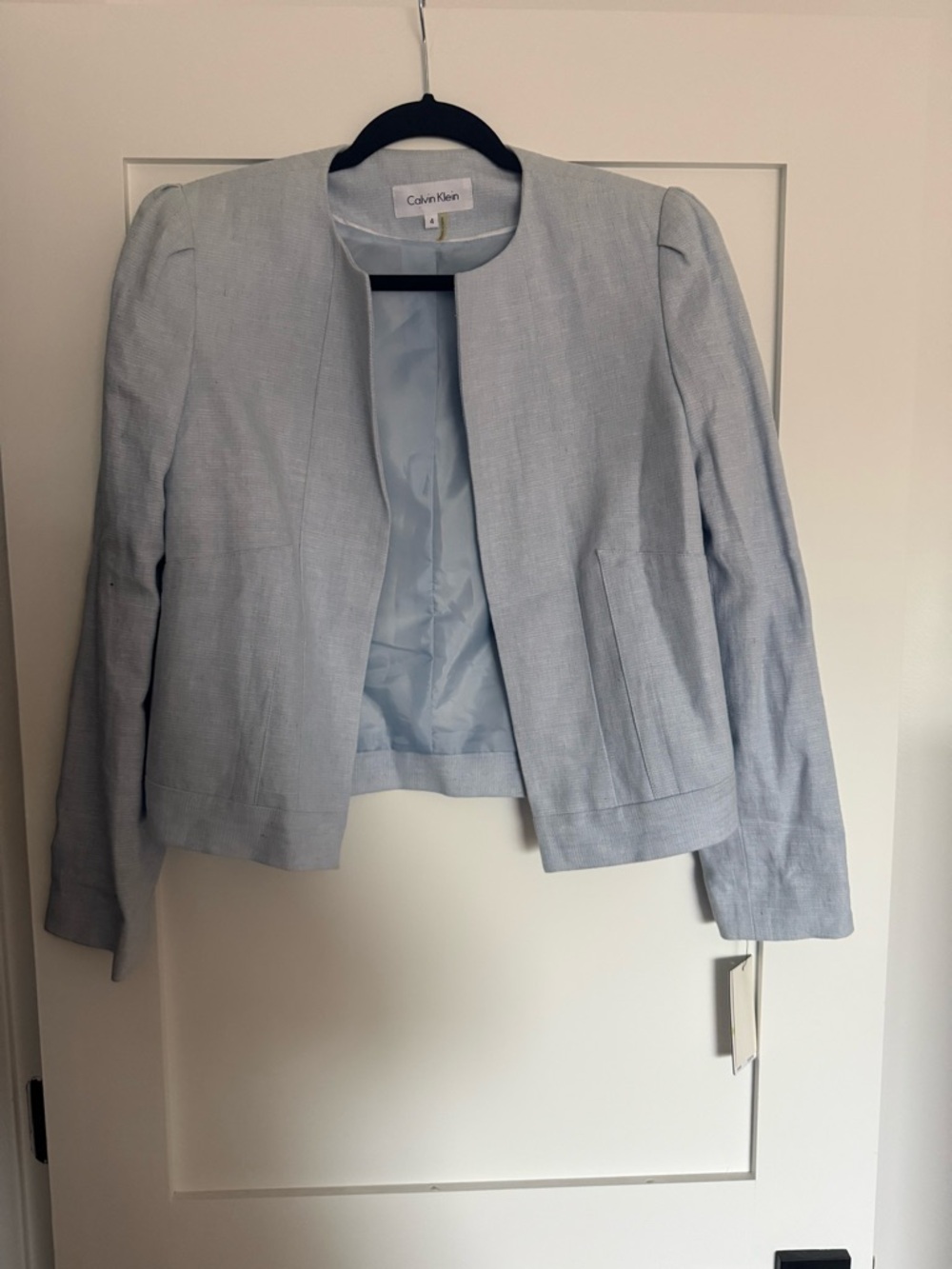 Calvin Klein Pale Blue Open-Front Women's Blazer Jacket